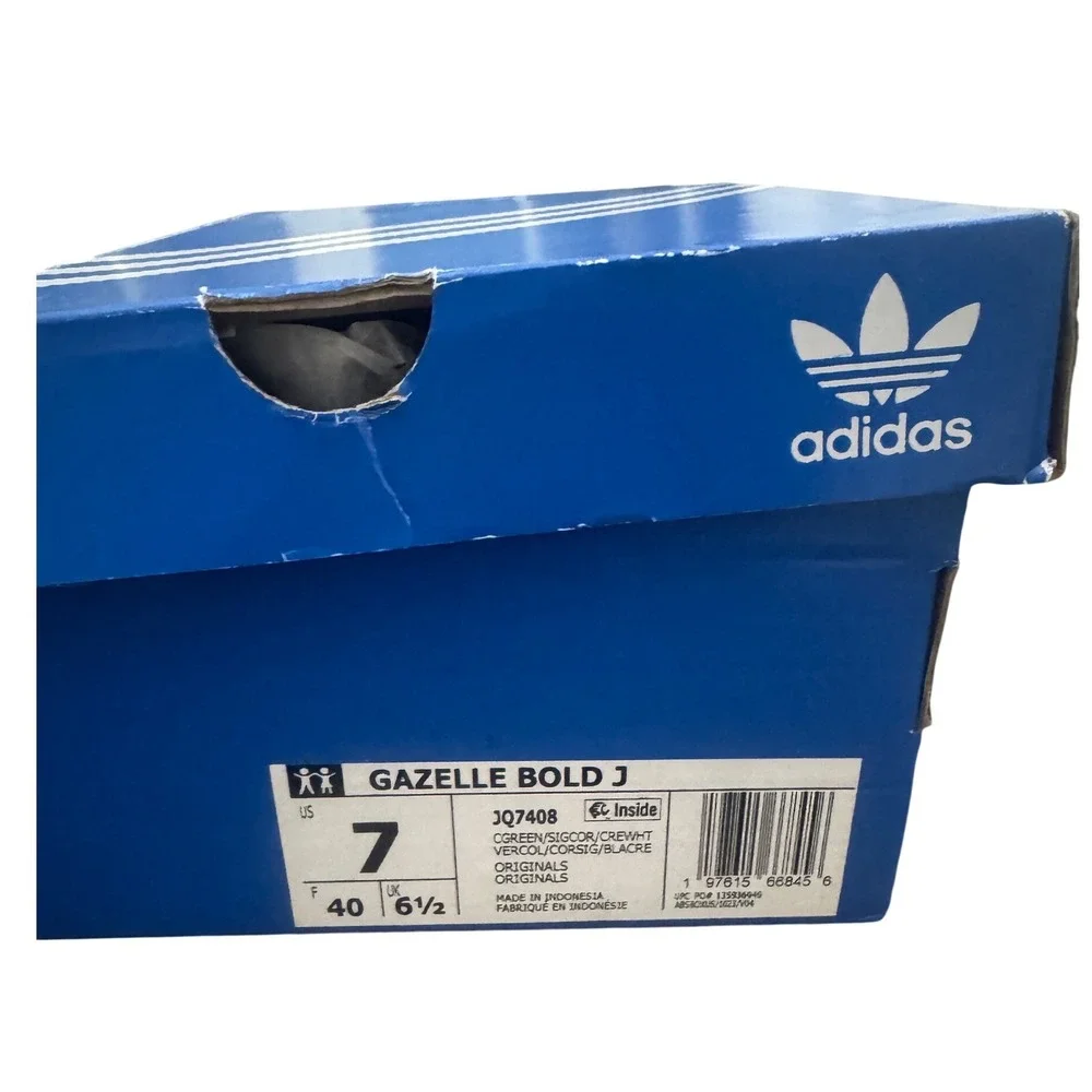 Adidas Gazelle Bold J Kids Shoes Green Coral Suede Platform Sneakers new - Picture 9 of 9